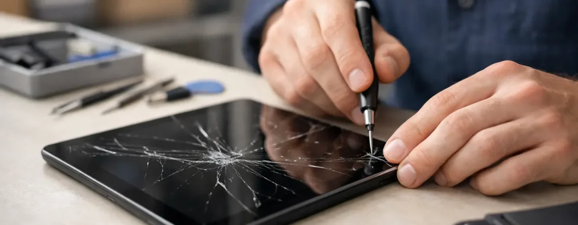 Tablette écran fissuré réparation rapide