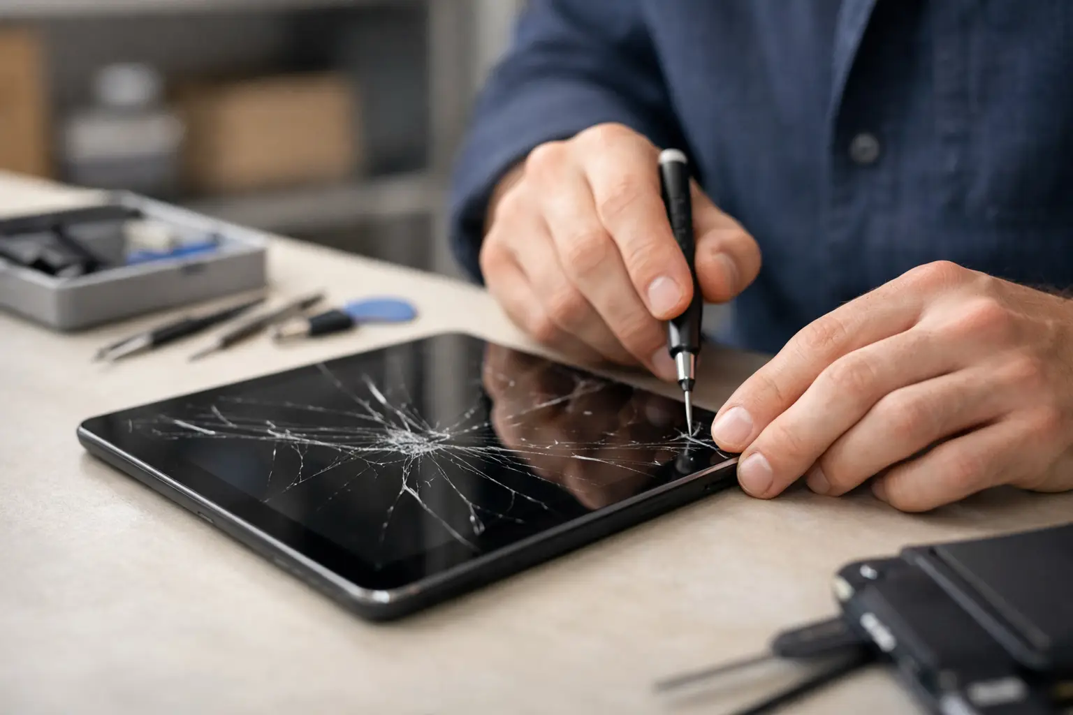 Tablette écran fissuré réparation rapide